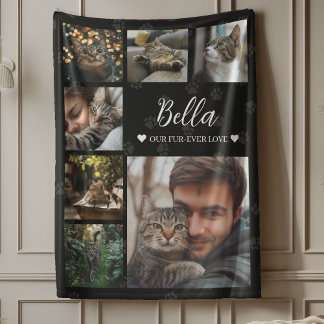 Fur-Ever Love Fotocollage Hond of Kattenliefhebber Fleece Deken