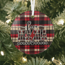 Fur Mama Plaid Glas Ornament