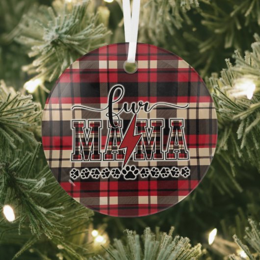 Fur Mama Plaid Glas Ornament (Insitu)