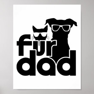 Fur Pap Funny Fathers Dag Shirten Kat en Hondenlie Poster