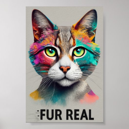 Fur Real: een regenboog kat Poster (Voorkant)