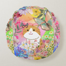 Fur-real, ik ben Flower-Powered - Schattigee katte Rond Kussen