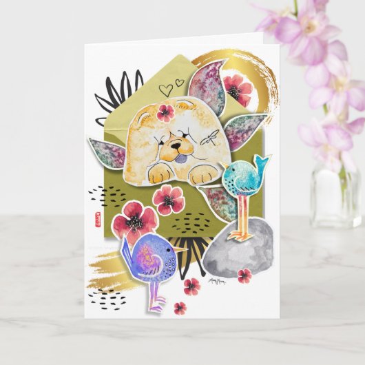 FUR-ST KLASSE MAIL Show hond kunst kaart (Orchidee)