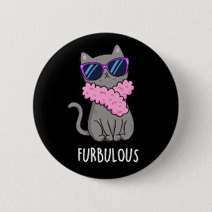 Furbulle Funny Elegant Cat Pun Dark BG Ronde Button 5,7 Cm