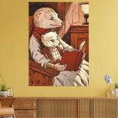 Furet die een jonge fret leest canvas afdruk (Insitu (Woonkamer))