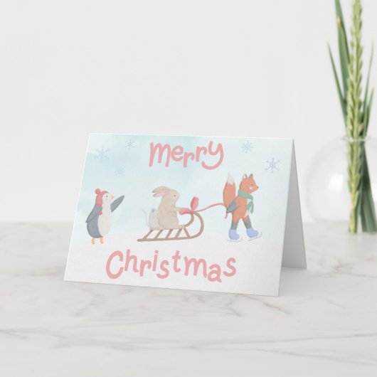 Furieux amis éditable carte de Noël (Devant)