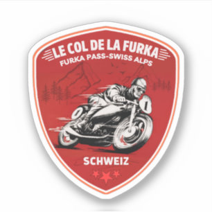 Furka-pas - Zwitserse bergpas roadtrip motobik Sticker