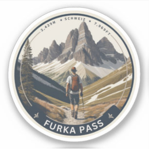 Furka-paswandelingen Zwitserse Alpen roadtrip Sticker