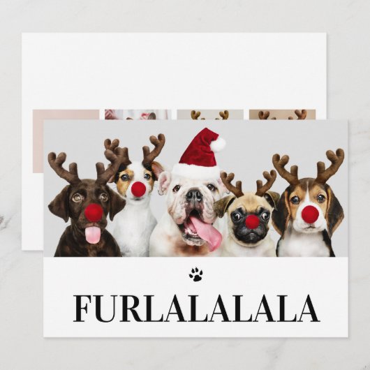Furlalala Dog Kerstmis 5-fotokaart Kaart (Voorkant / Achterkant)