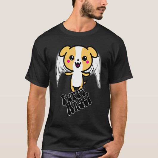 Furry Angel-ontwerp voor Puppies van honden die ei T-shirt (Voorkant)