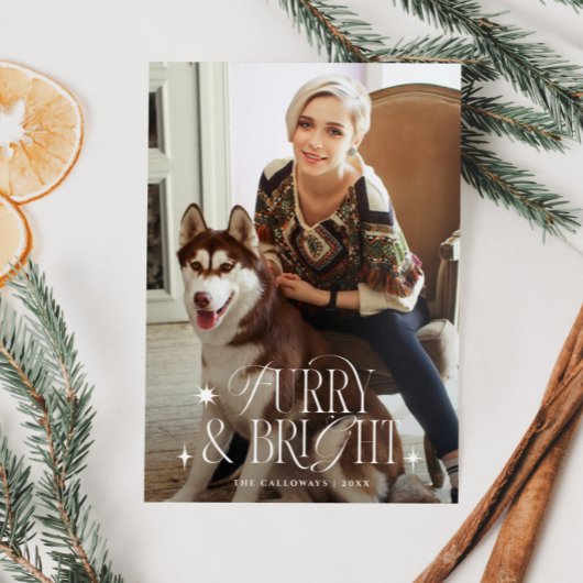 Furry & Bright Classic Hond Foto Kerstmis Feestdagenkaart