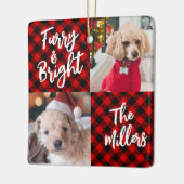 Furry & Bright Dog 2-foto met Kerstmis Keramisch Ornament (Links)