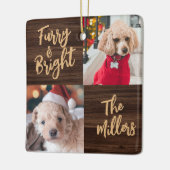 Furry & Bright Dog 2 Foto Rustige Kerstmis Keramisch Ornament (Links)