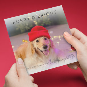 Furry & Bright   Foto Kerstvakantie Kaart