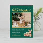 Furry & Bright | Kerstkaart voor huisdieren Folie Feestdagenkaart (Staand Voorkant)