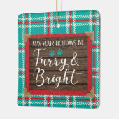 Furry & Bright-vakantie Santa Square-sticker Keramisch Ornament (Links)
