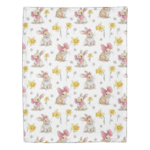 Furry Brown Bunnies Among Daffodils