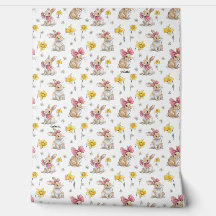 Furry Brown Bunnies Among Daffodils