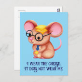 Furry Cheese Man Business Mouse Tie Glasses Nerdy Briefkaart (Voorkant / Achterkant)