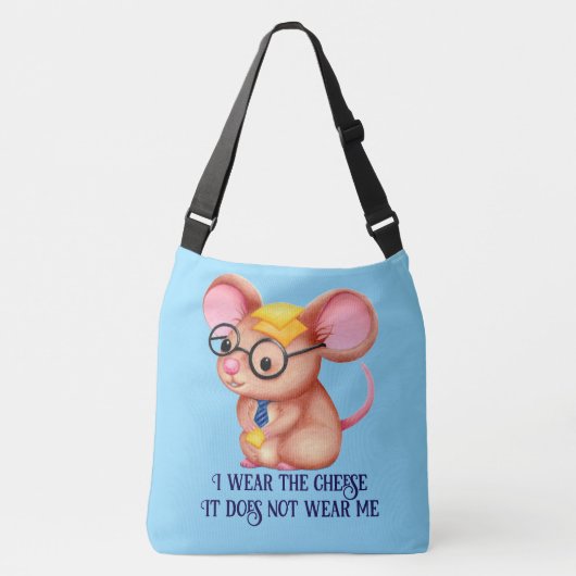 Furry Cheese Man Business Mouse Tie Glasses Nerdy Crossbody Tas (Voorkant)