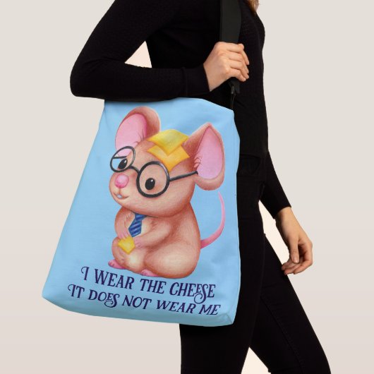 Furry Cheese Man Business Mouse Tie Glasses Nerdy Crossbody Tas (Dichtbij)