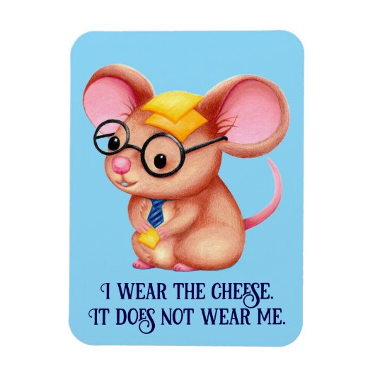 Furry Cheese Man Business Mouse Tie Glasses Nerdy Magneet (Verticaal)