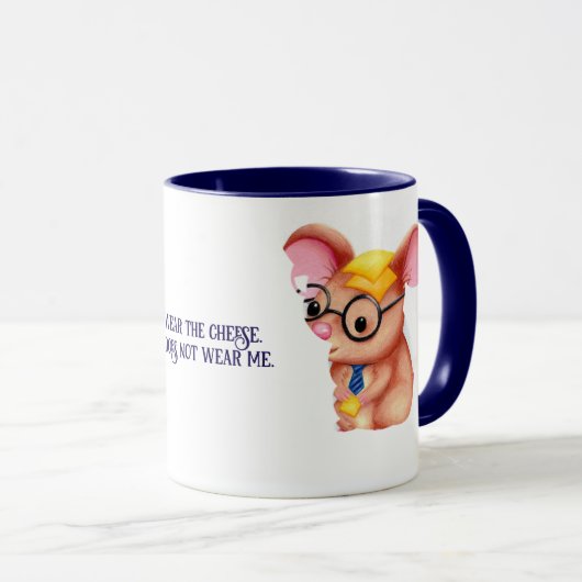 Furry Cheese Man Business Mouse Tie Glasses Nerdy Mok (Voorkant rechts)