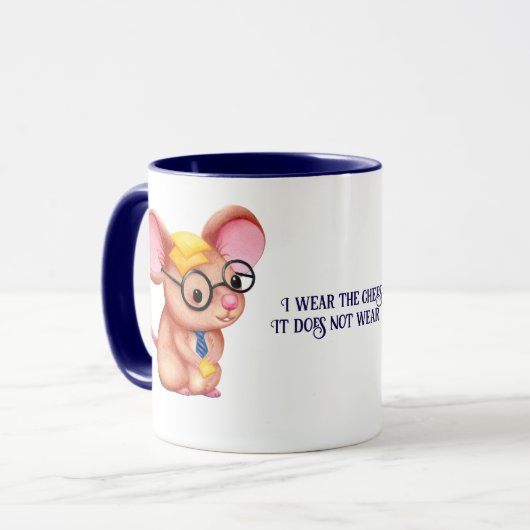 Furry Cheese Man Business Mouse Tie Glasses Nerdy Mok (Voorkant links)