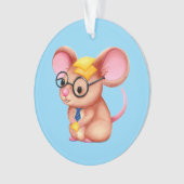 Furry Cheese Man Business Mouse Tie Glasses Nerdy Ornament (voorkant)