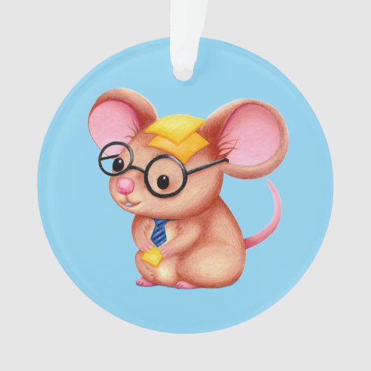 Furry Cheese Man Business Mouse Tie Glasses Nerdy Ornament (voorkant)