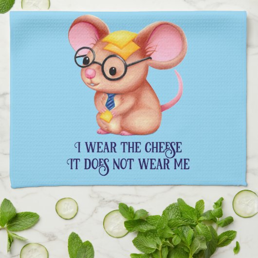 Furry Cheese Man Business Mouse Tie Glasses Nerdy Theedoek (Gevouwen)