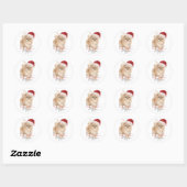 FURRY CHRISTMAS Santa Dog Persoonlijk Ronde Sticker (Vel)