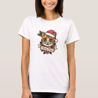 Furry Claus: Vintage Kerstkat T-shirt