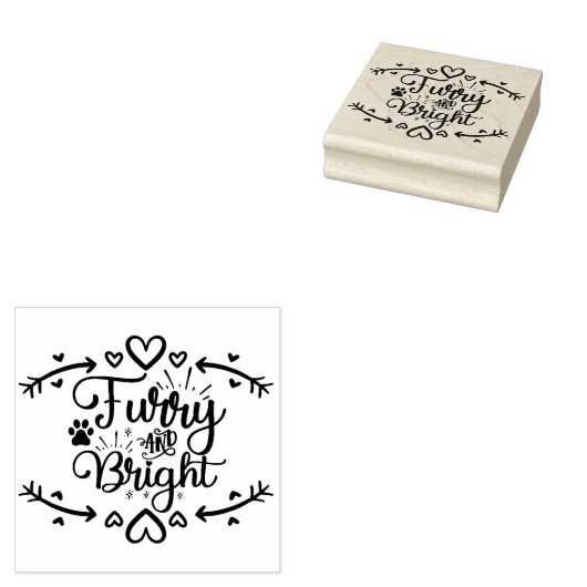 Furry en Bright Christmas Pet Lover Rubberstempel (Gestempeld)