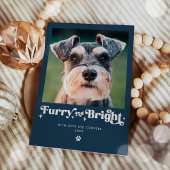 Furry En Bright Dog Foto Grappige Kerstmis Feestdagenkaart