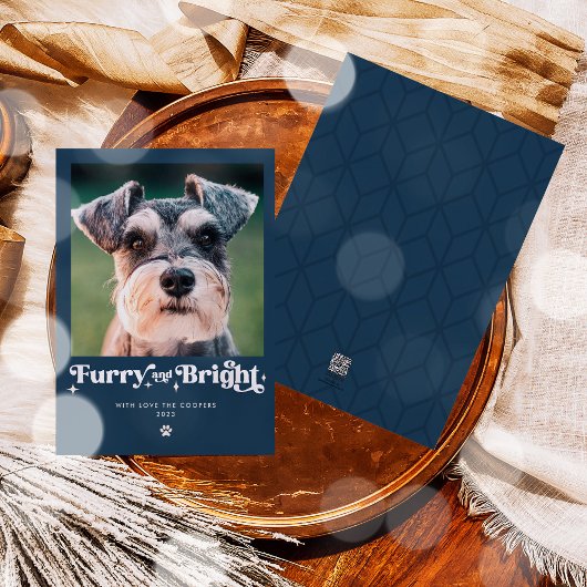 Furry En Bright Dog Foto Grappige Kerstmis Feestdagenkaart