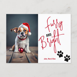 Furry en Bright Pet Foto Kerstmis Rood Uitnodiging Briefkaart