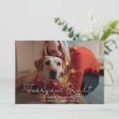 Furry en Bright Script Foto Kerstmis Feestdagenkaart (Staand voorkant)