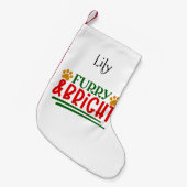 Furry en helder met Paw Prints Pet Theme Kleine Kerstsok (Voorkant (Hangend))