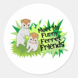 Furry Ferret Vrienden Ronde Sticker