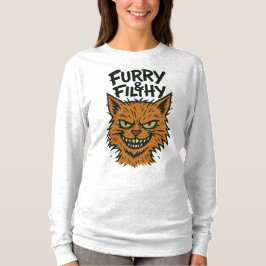 "Furry & Filthy" Sassy Cat T-shirt met lange mouwe