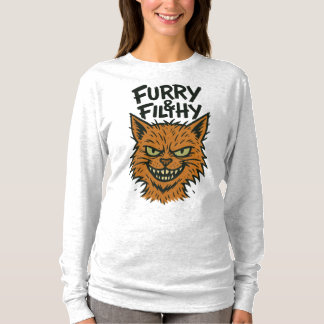 "Furry & Filthy" Sassy Cat T-shirt met lange mouwe