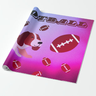 Furry Football Fun Puppy-geïnspireerd Purple Cadeaupapier