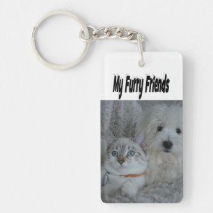 Furry Friends Kat en Hond Foto Sleutelhanger