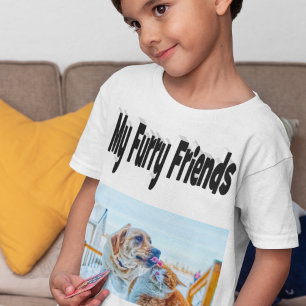 Furry Friends Kat en Hond Foto T-shirt
