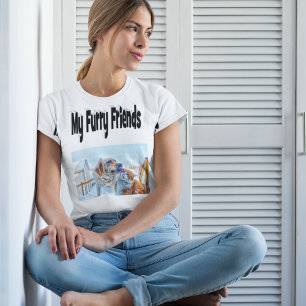 Furry Friends Kat en Hond Foto T-shirt