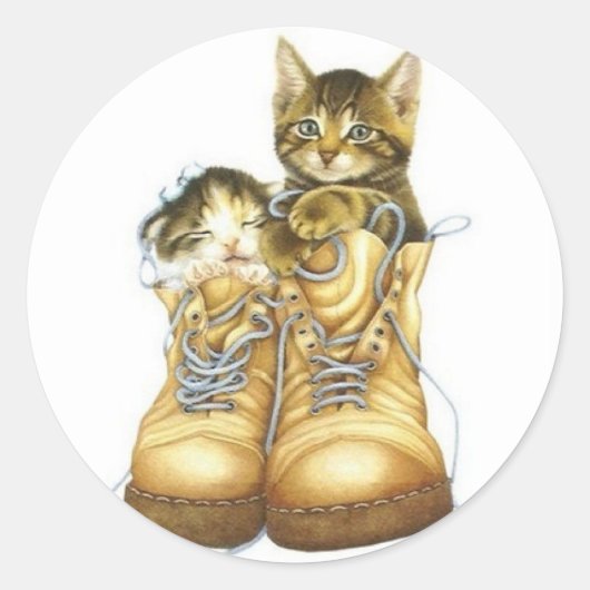 "Furry Friends" Ronde Sticker (Voorkant)