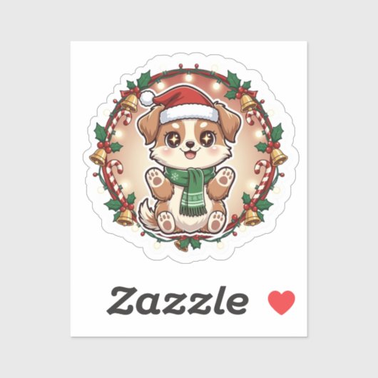 Furry Holiday Cheer Custom-Cut Vinyl Sticker (Feuille)