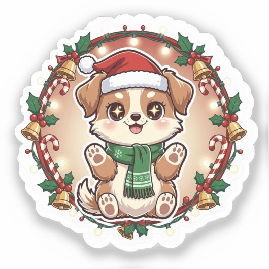 Furry Holiday Cheer Custom-Cut Vinyl Sticker (Voorkant)