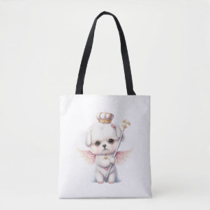 Furry Joy: Angel Wing Maltese Dog Puppy Gift Draagtas